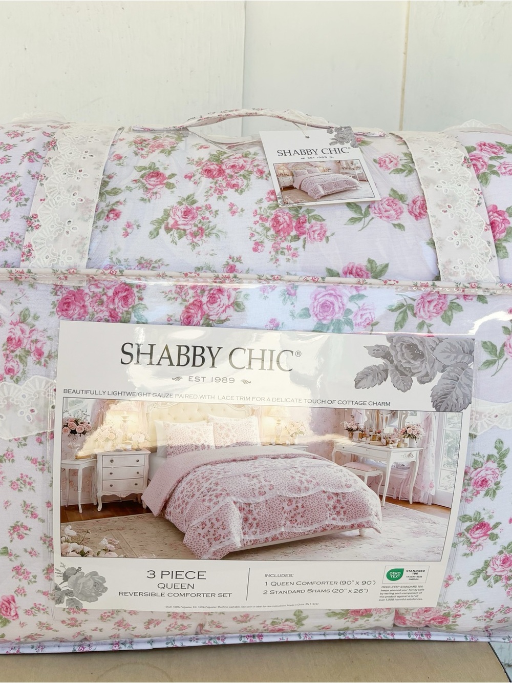 Rachel Ashwell Simply Shabby Chic Blush Pink Rose Comforter Shams Set Queen